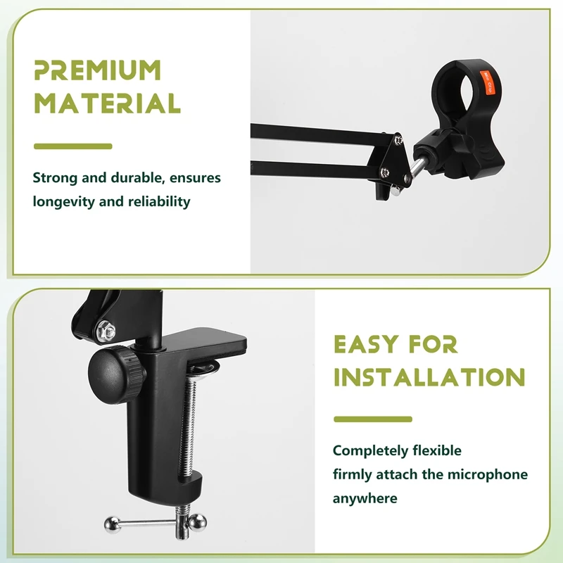 ELECT-Adjustable Microphone Suspension Boom Scissor Arm Stand For Voice Recording,Mic Stand For Broadcasting