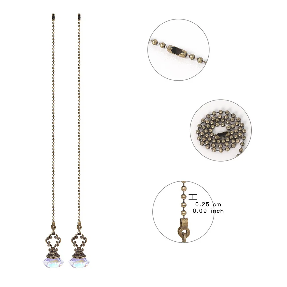 RIRI 4 قطع مروحة سقف كريستالية اصطناعية سلاسل سحب سلسلة تمديد مع موصل لمصباح مكتب مروحة السقف الخفيفة