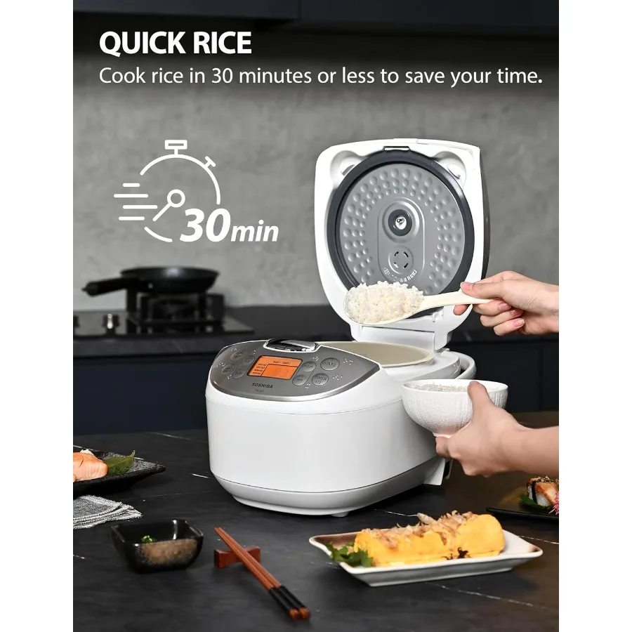 6 Cup Uncooked Japanese Rice Cooker with Fuzzy Logic Technology for Precise Cooking 7 Cooking Functions Including Steam and Slo