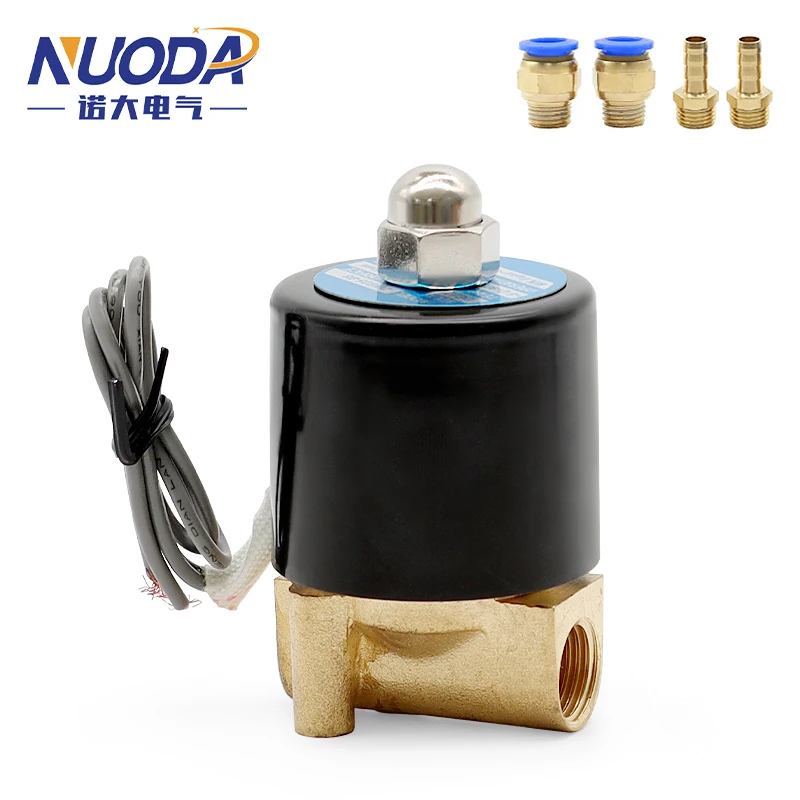 2W025-08 Brass Electric Solenoid Water Valve Normally Closed Pneumatic Control Valve for Oil Air Gas DC12V DC24V AC110 AC220V