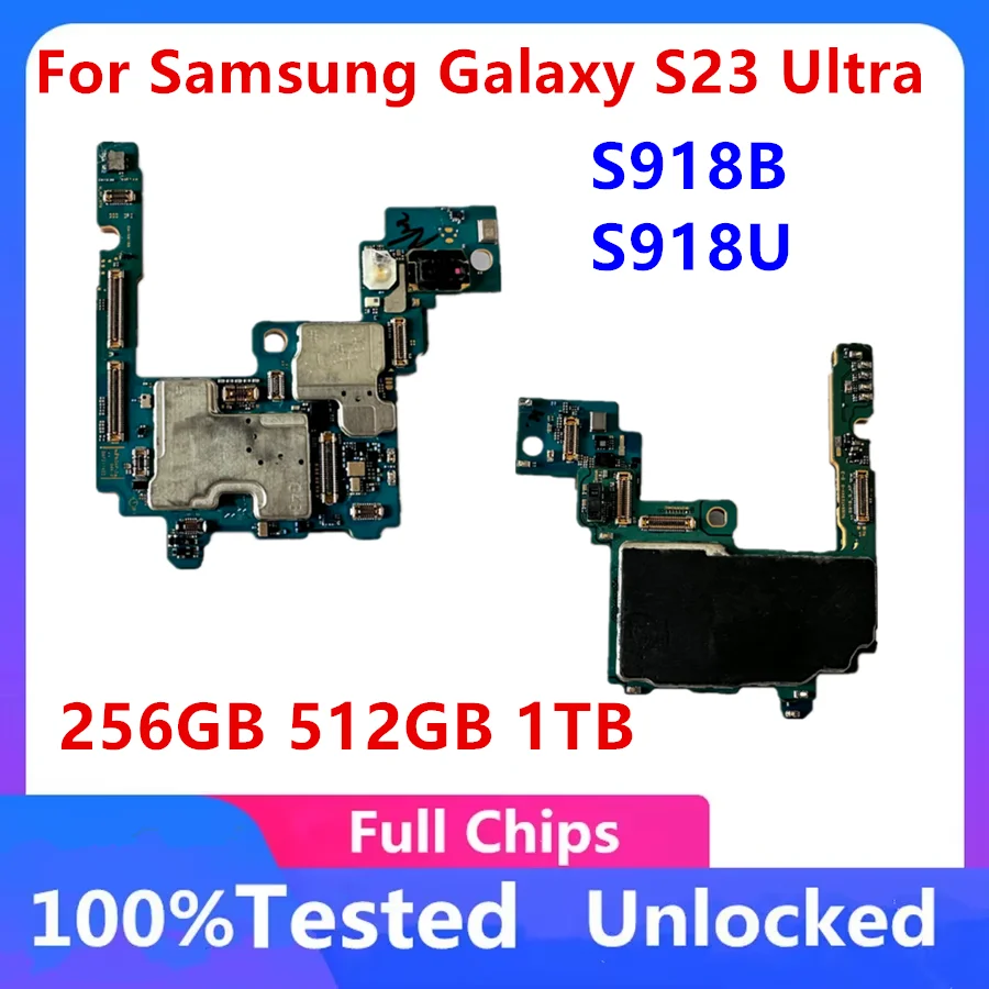 Motherboard For Samsung Galaxy S23 Ultra S918B S918U Unlocked Logic Board 256GB 512GB 1TB Full Chips Working Tested Good Placa