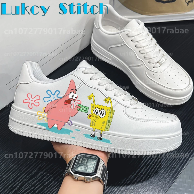 SpongeBob Shoes Male Platform Sneakers Fashion Women kateboarding Shoes 3D graffiti Student Casual shoes present