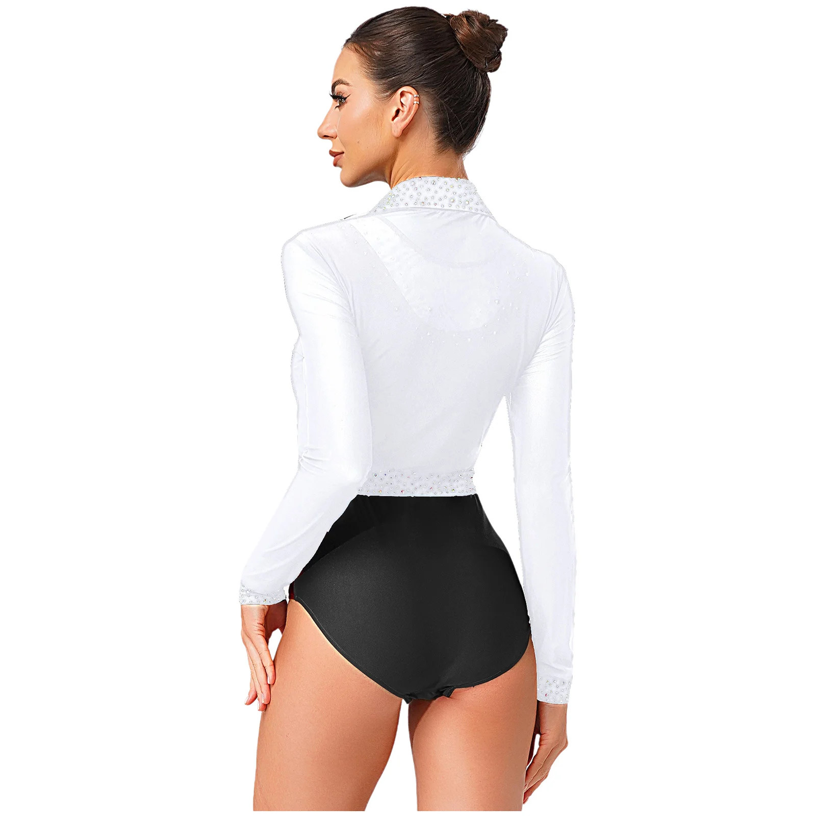 Damski strój gimnastyczny baletowy taneczny kostium na występy bez rękawów kontrastowy kolor body i krótki kardigan odzież taneczna