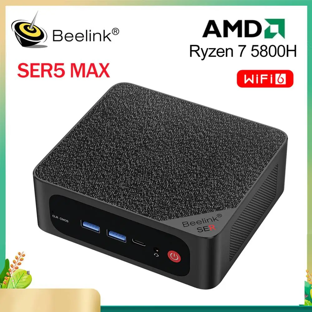 Beelink Mini PC SER 5 AMD Ryzen 7 5800H SER5 Max Desktop Gaming Computer WiFi6 BT5.2 DDR4 16GB 500GB SSD 32GB 1T 4K 60Hz