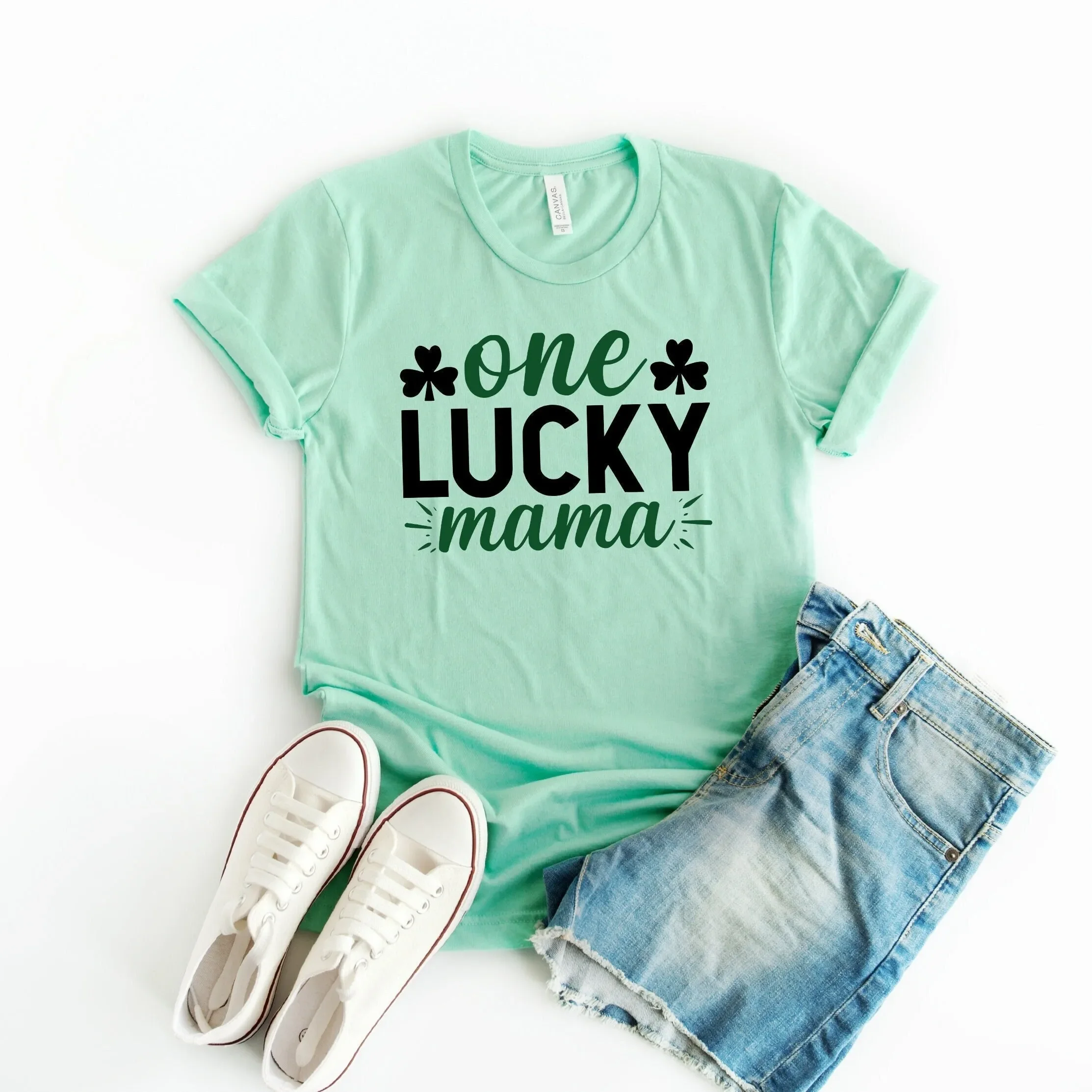 One Lucky Mama T Shirt Shamrock Patrick s Day Drinking