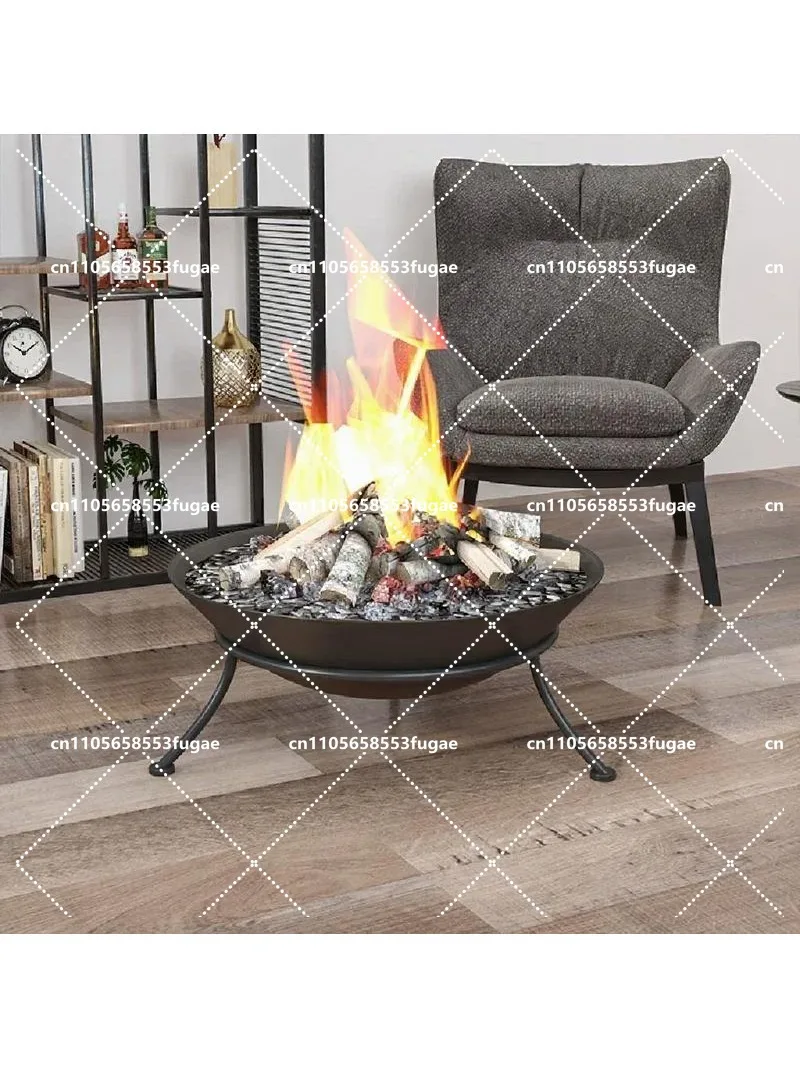 Charcoal Fire Stand 47/60cm Wrought Iron Portable Outdoor Brazier Bonfire Pit for Garden
