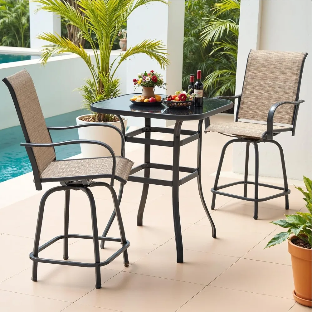 

Patio Bar Stools Set of 2 All-Weather Outdoor Patio Furniture Set Counter Height Tall Patio Swivel Chairs for, Customized