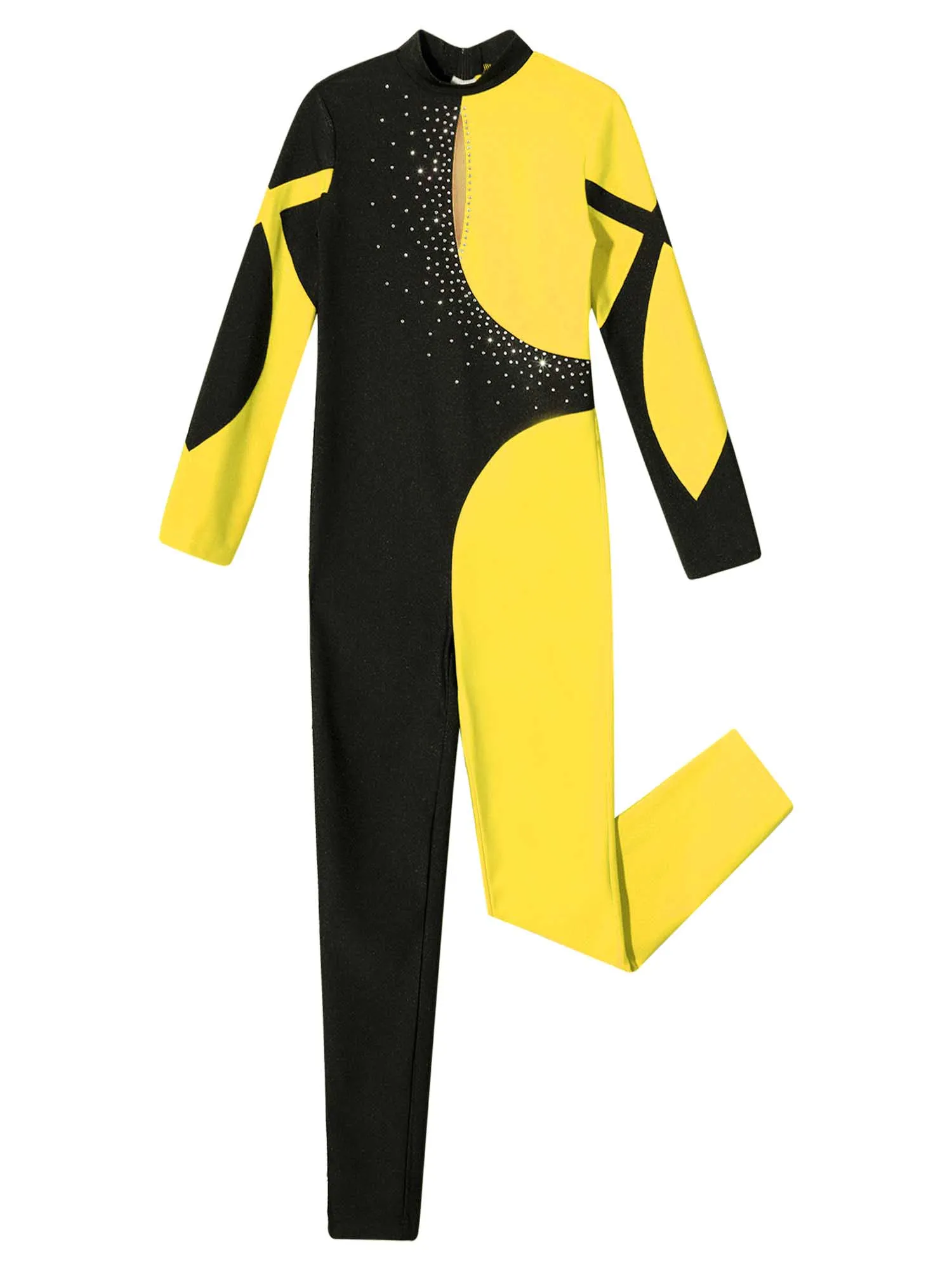 Mono de gimnasia para niñas, medias de Ballet, monos de manga larga con diamantes de imitación brillantes, traje de leotardo de Ballet y danza