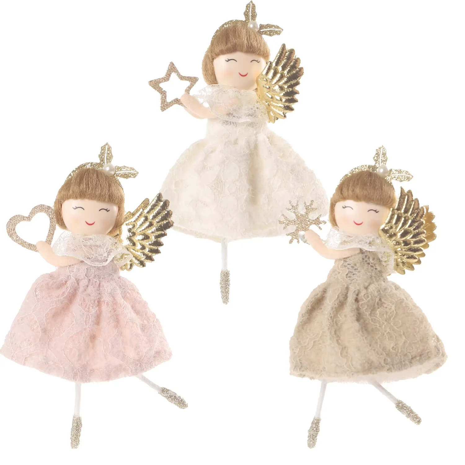 Multicolor Christmas Hanging Pendants Girl Plush Xmas Tree Decorations Party Supplies Festival Favor Drop Ornaments