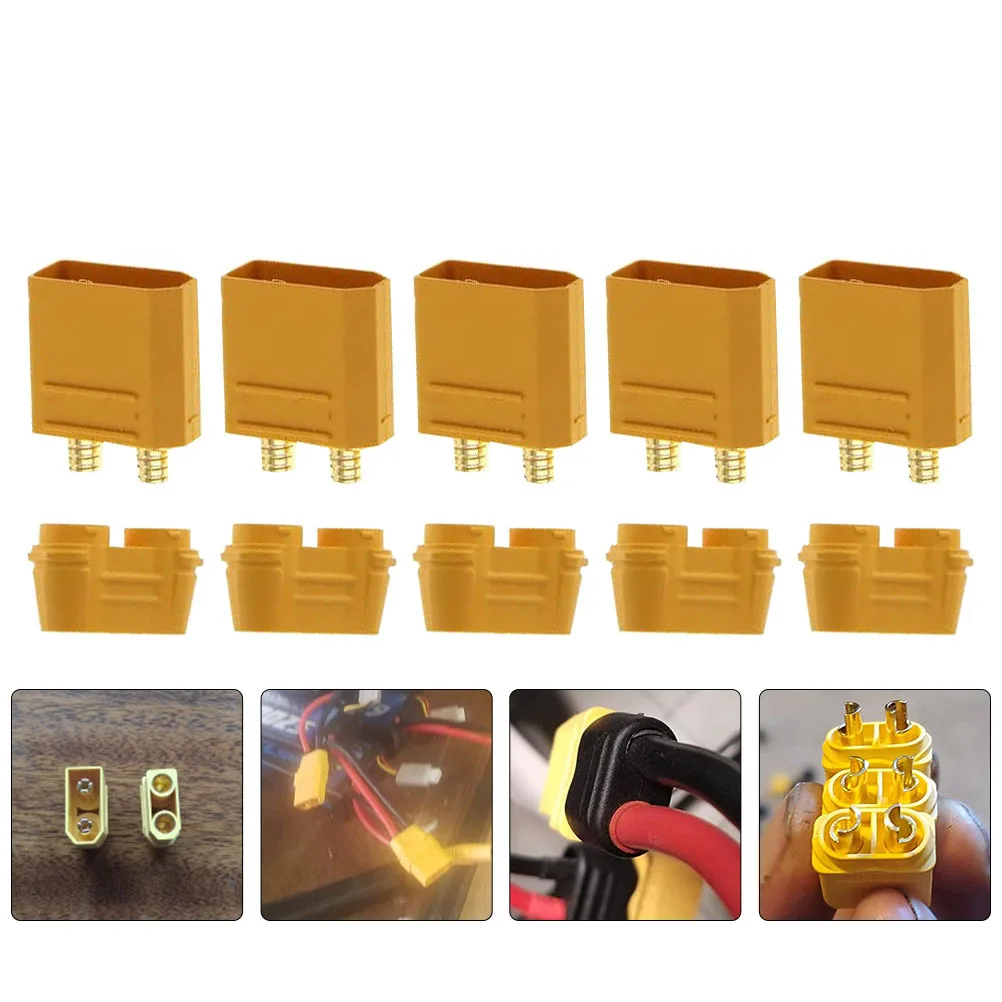 

5 set Xt90H Connector Plug Durable Pa Material For Rc Airplane Quadcopter Car Boat Models Xt90H Male Female Adapter