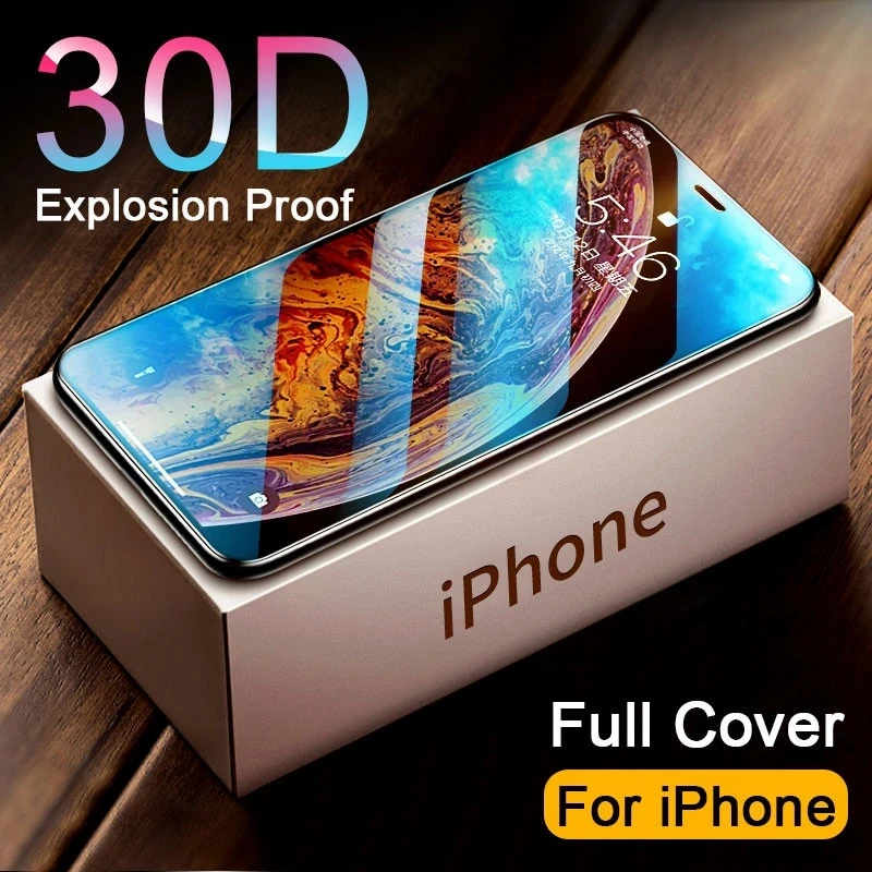 30D Full Cover Tempered Glass For iPhone 11 12 13 14 PRO MAX Screen Protector Glass On iPhone 6 7 8 14 Plus X XR XS MAX Glass