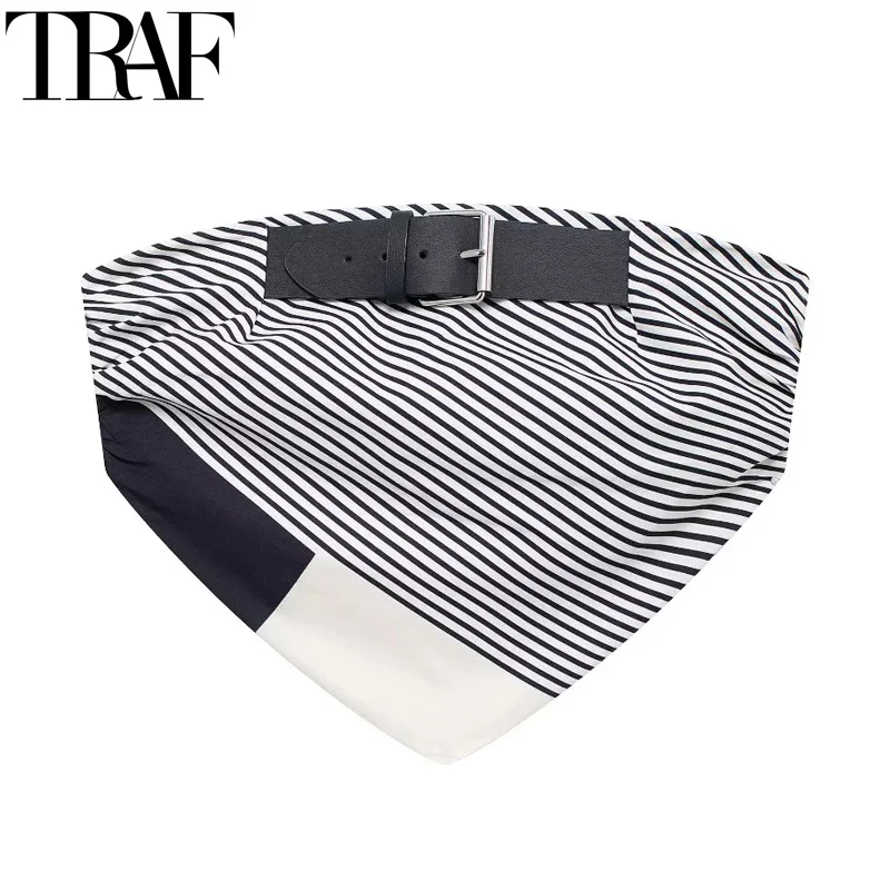 TRAF Sexy Tube Top donna senza spalline Stripe Crop Top donna Summer Knot Backless Top cintura moda Off spalla canotte da donna Top