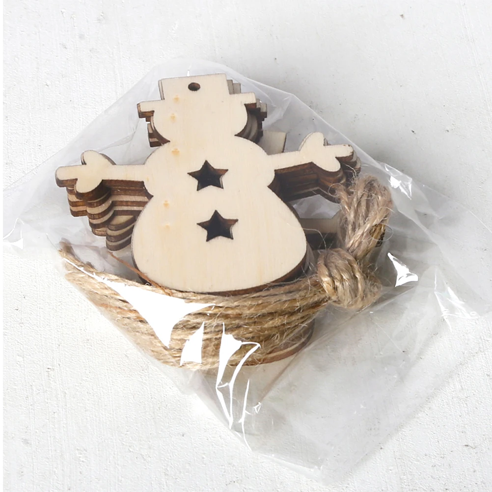 

10 Pcs Wooden Snowman Pendant Christmas Hanging Decor Decoration Decorations Ornaments DIY
