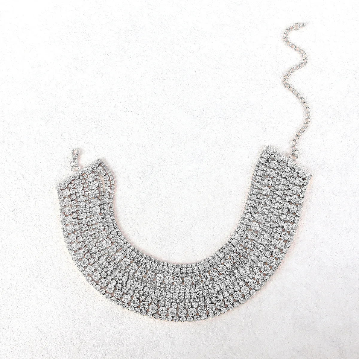 فضي اللون الزفاف لامعة حجر الراين حزمة الرقبة عنصر شعبي طوق قلادة كريستال المرأة المختنق هدية مجوهرات الكورية الجديدة #4