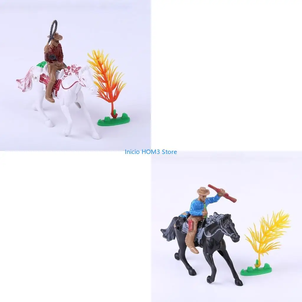 A5YD Set of 8 Cowboy Figures Indian Ridings Dolls for Toddler Play and Educational Use
