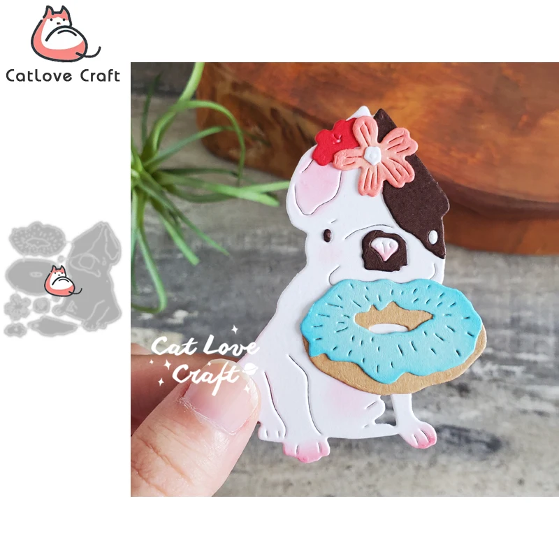Catlove Doughnut Dog Animal Metal Cutting Dies Scrapbooking Stencil Die Cuts Card Making DIY Craft Embossing New Dies For 2023