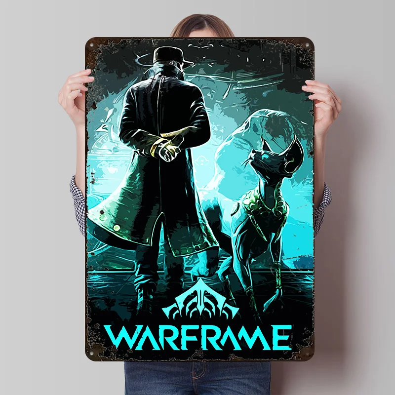 Warframe Gaming Art Metal Poster Customized Wall Art Retro Vintage Tinplate Signs for Man Cave Bathroom Decor Decoration Home