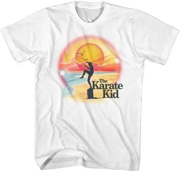 Karate Kid Airbrushed Beach Scene Crane Kick Men's T Shirt Great Classic Movie