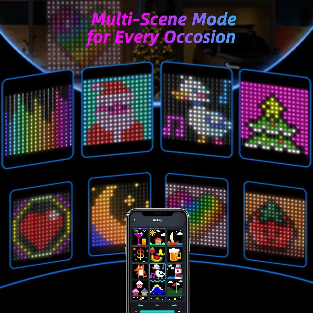 400LEDs Smart Curtain Lights Bluetooth App LED String RGB Fairy Lights DIY Music Change Display for Window Bedroom Decoration