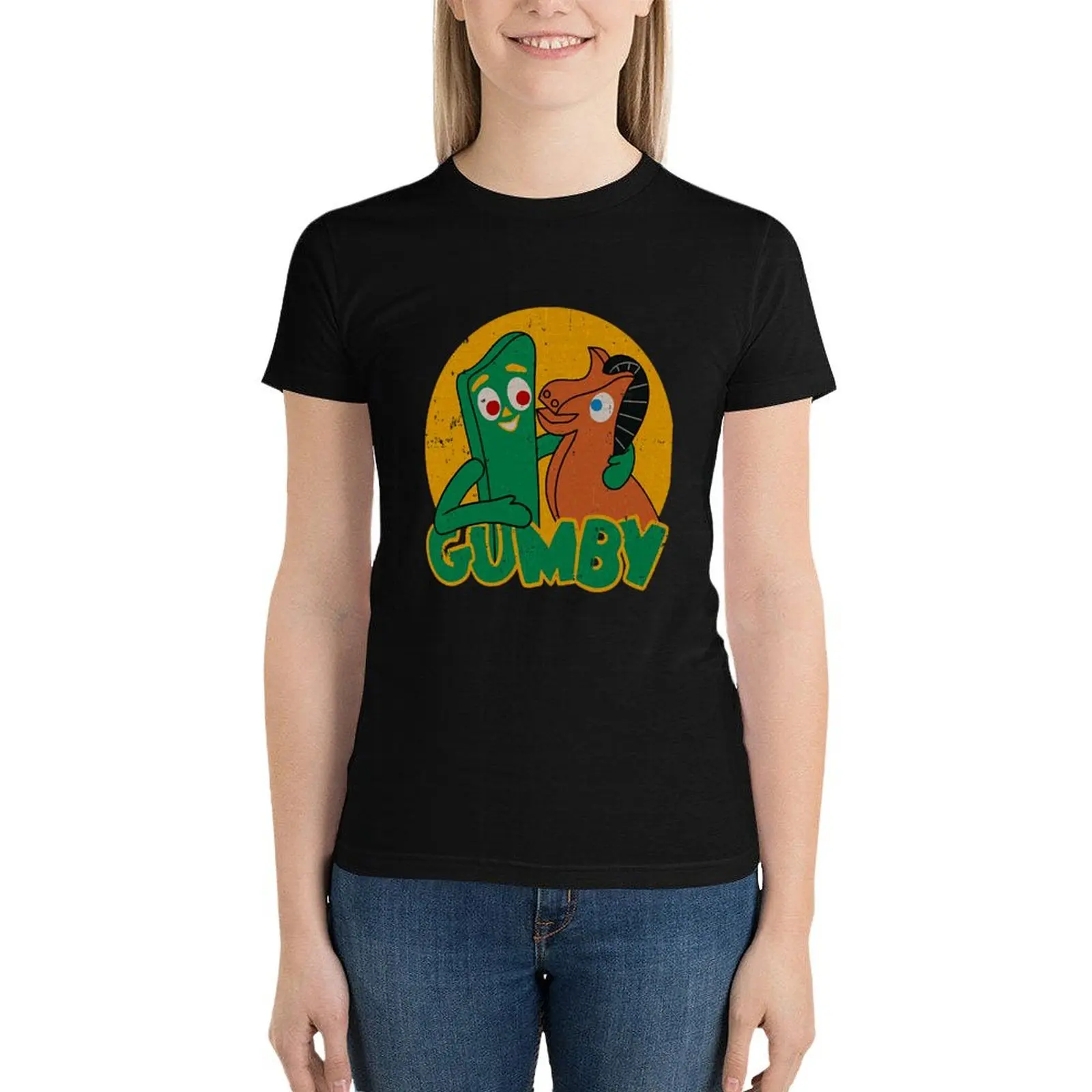 

Vintage Gumby T-Shirt summer top kawaii clothes t-shirt dress for Women sexy