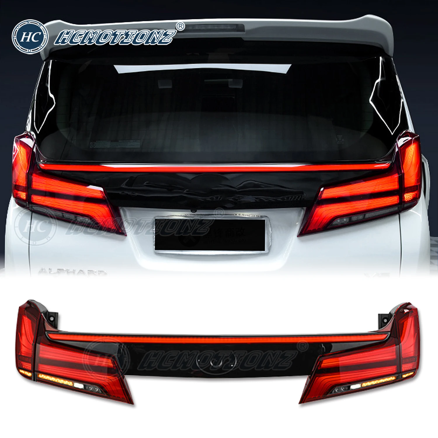 

HCMOTIONZ DRL Tail Lights for Toyota Alphard/Vellfire 2015-2022 LED Car AH30 Rear Back Lamps Assembly Trunk Light Accessories