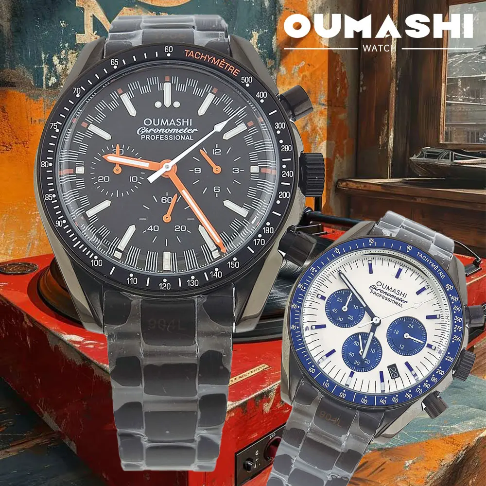 41 мм черные мужские наручные часы VK63 механизм хронограф сапфировое стекло резиновые деловые мужские водонепроницаемые наручные часы на заказ