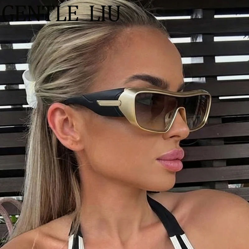 

Oversized Y2K Punk Sports Sunglasses Women 2025 Luxury Brand Vintage One-Piece Shield Sun Glasses Goggle Eyewear Driving Shades