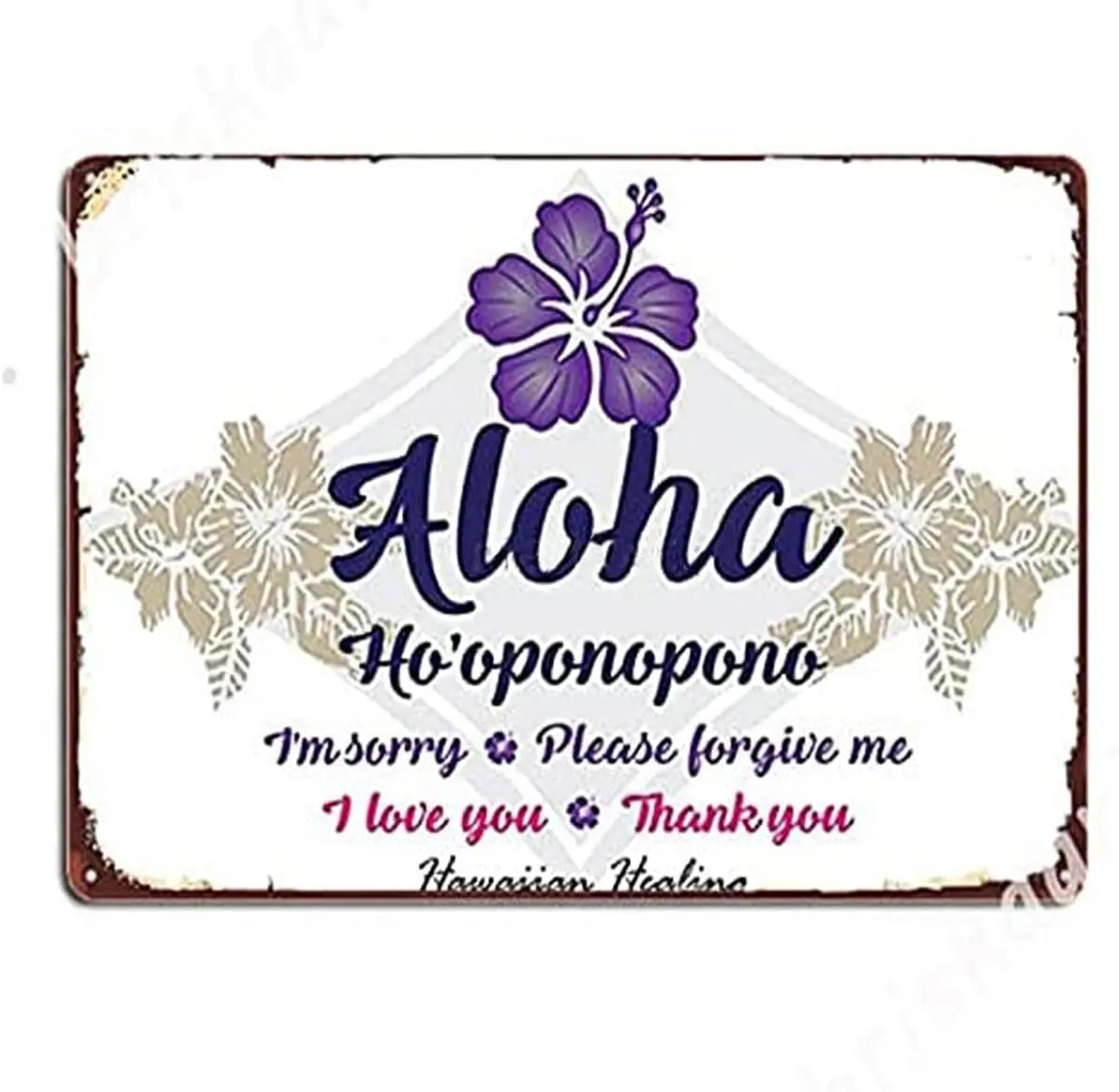 Aloha Ho;oponopono Cafe Bar Pub Beer Wall Decor Art Metal Tin Sign Poster Retro