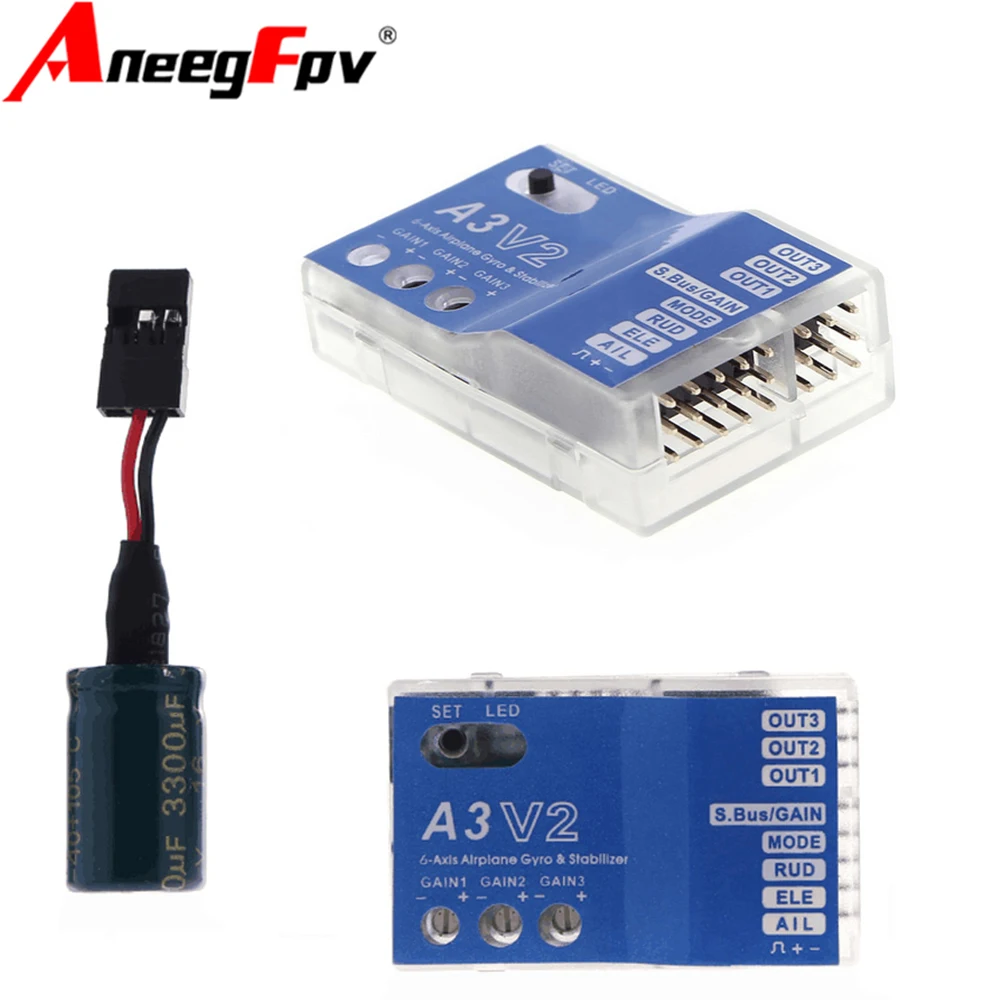 High Quality 3 Axis Gyro A3 V2 Aeroplane Flight Controller Stabilizer for RC Airplane Fixed-wing Fixed wing Copter