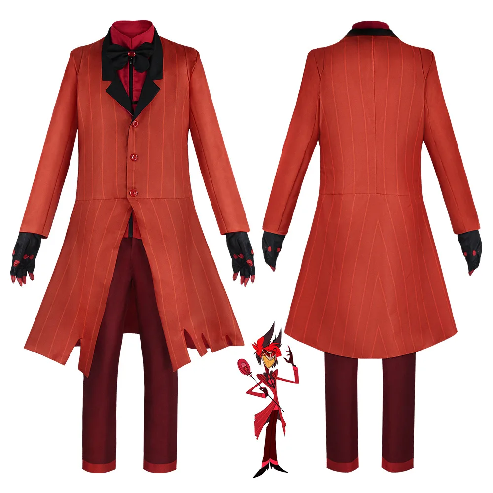 

Alastor Hazbin Cosplay Costume Hotel Radio Demon Cosplay Red Jacket Shirt Pants Gloves Tie Uniform Halloween Full
