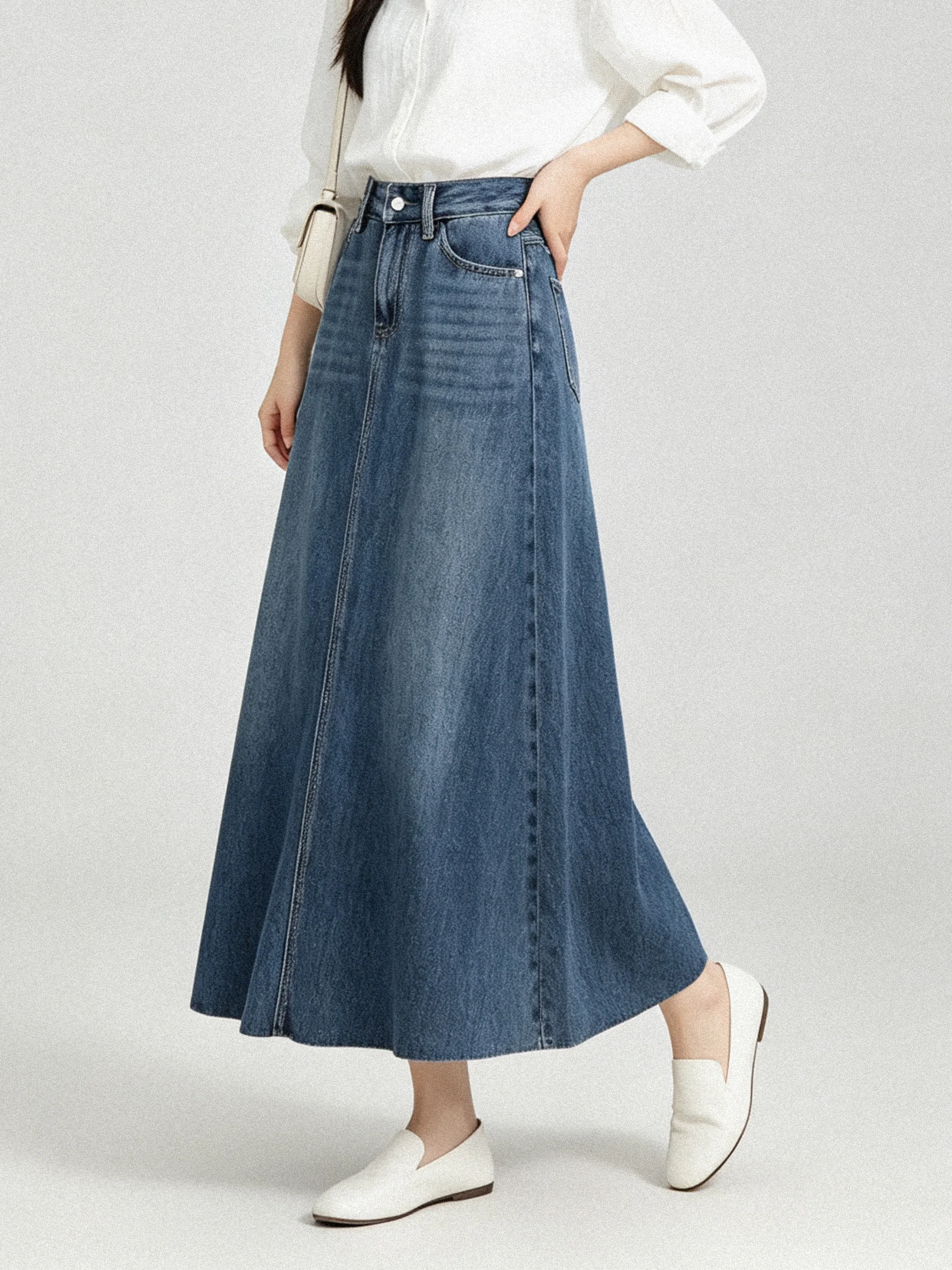 Korean Style A-Line  Skirt Denim Draped Tassel Summer Skirts Women's mid Waist Standard Fit Non-Lined Daily Wear