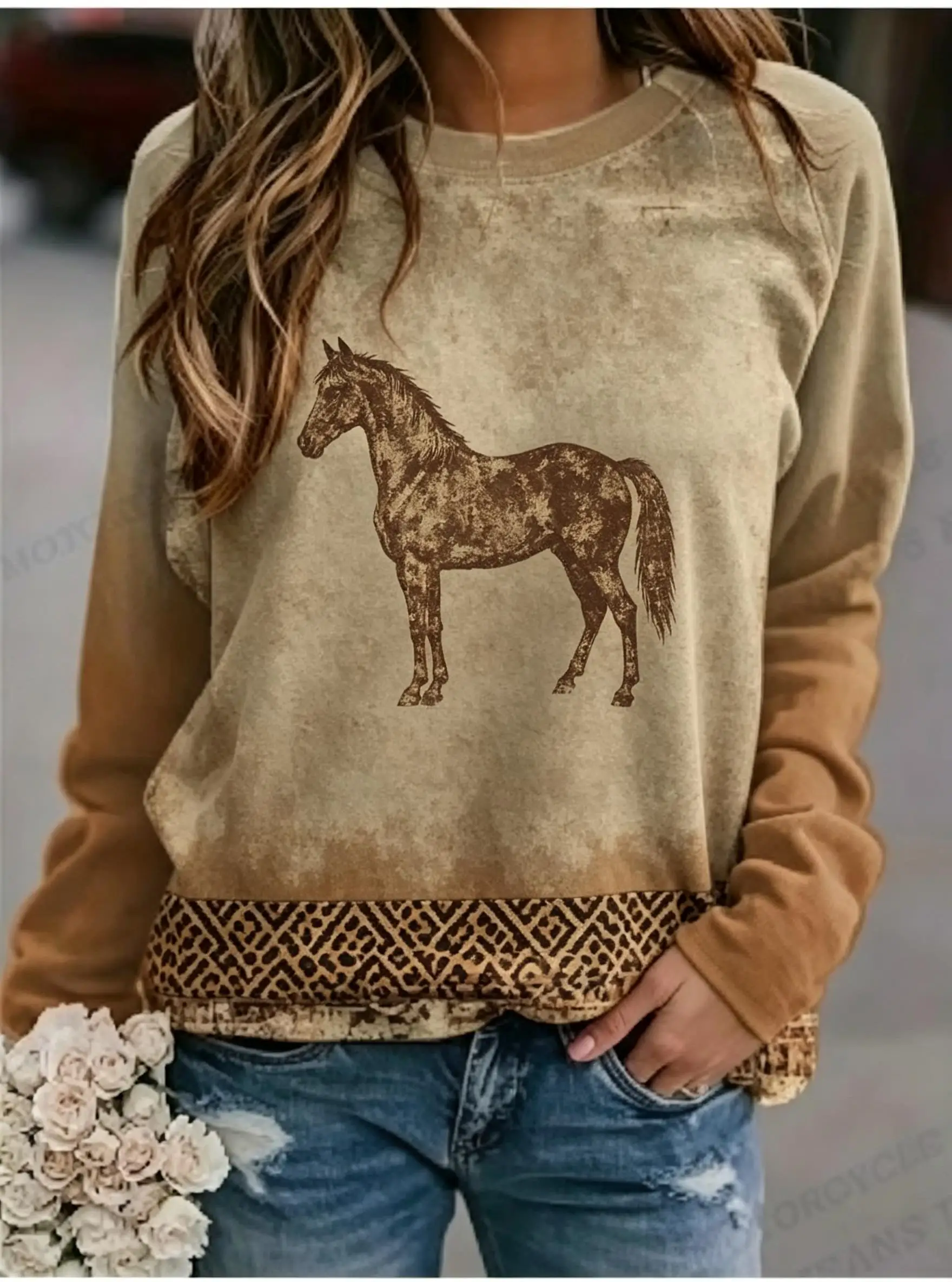 Women Long Sleeve Tee Top Sitting Tabby Cat Leopard Bow Print Autumn Fashion Casual Round Neck Sweatshirt Women's Clothes