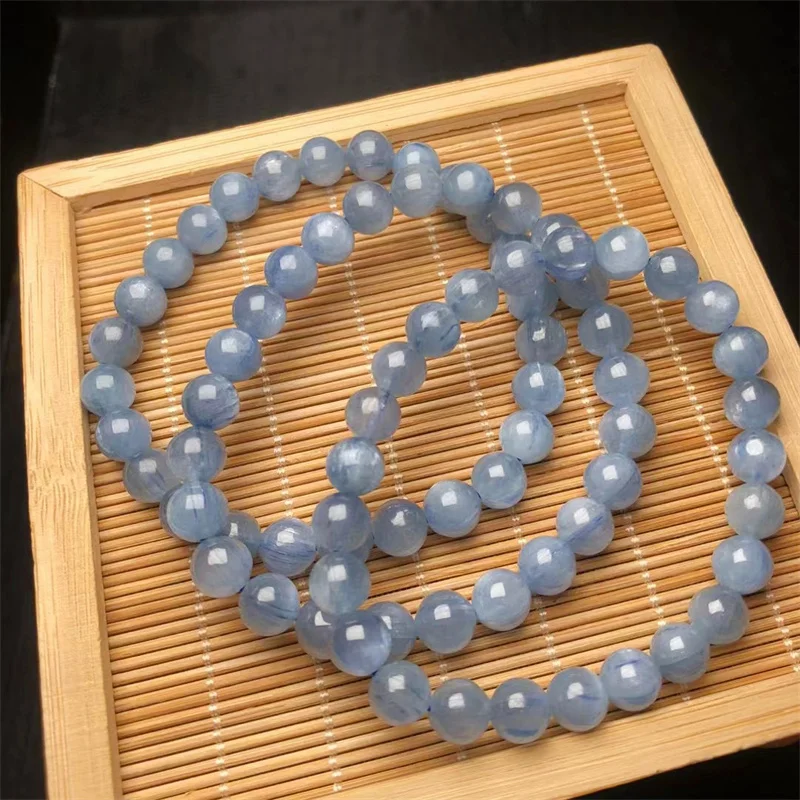 7mm Natural Morandi Kyanite Bracelet Women Energy Bead Reiki Healing Fengshui Bangle Jewelry Gift 1pcs