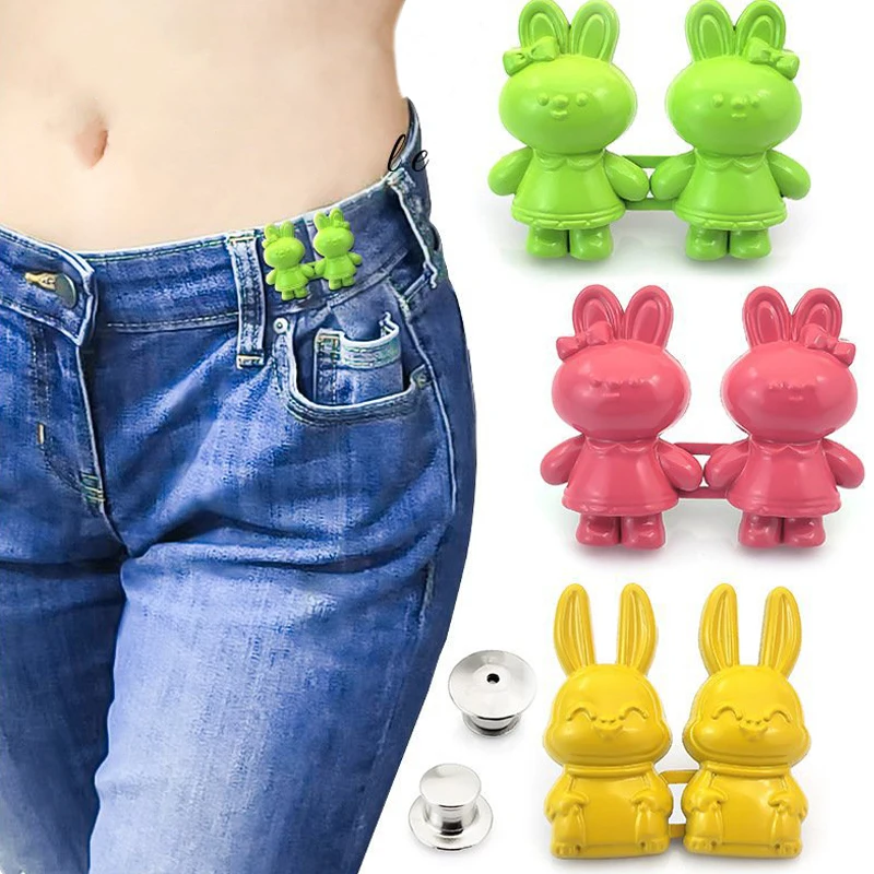 Adjustable Bunny Waist Button No Nails No Sewing Waist Buttons Removable Waist Convenient Cute Exquisite Easy to Operate