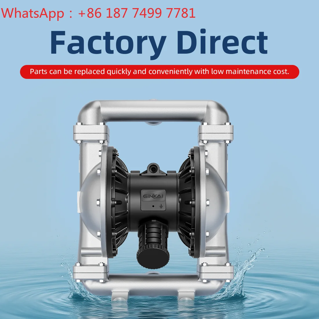 1-1/2 Inch Pneumatic Diaphragm Pump Stainless Steel Air Operated Double Diaphragm Water Pump Membranpumpe