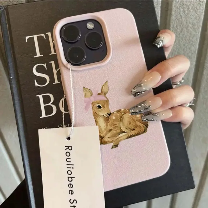 Deer Lichee Pattern Simple Retro Phone Case For iPhone 16 15 14 13 12 11 Pro MAX 16 15 14 Plus Shockproof Candy Bumpper Cover