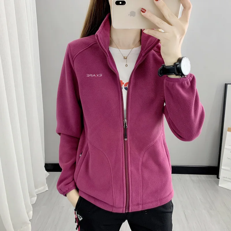 Windproof Hiking Polar Fleece Jackets Women Breathable Wear-resisting Thermal Camping Tops climbing Self-driving Coat Winter new