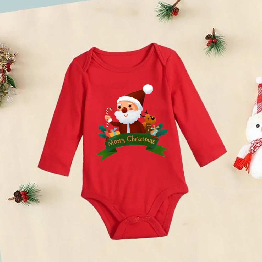 My First Christmas Toddler Bodysuit Baby Long Sleeve Romper Jumpsuit Infant Girls Boys Unisex Playsuit Outfit Xmas Party Clothes