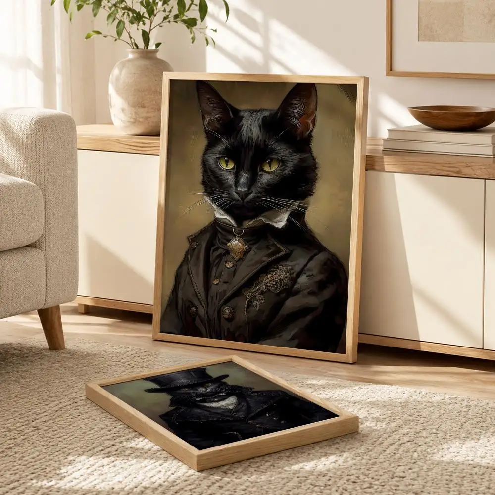 R-Renaissance Cat Portrait Poster Modern PP Paper Wall Decorative for Cafe Office Bar Home Wall Decor Gift