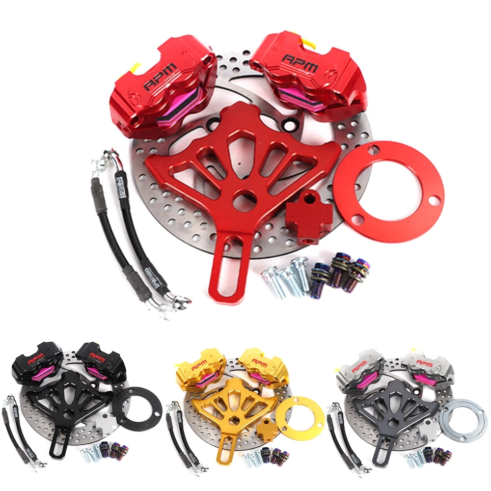 Motorcycle RPM 82mm Double Brake Caliper With Bracket+220mm Brake Disc For Rear Brake System For Honda Yamaha Scooter BWS RSZ