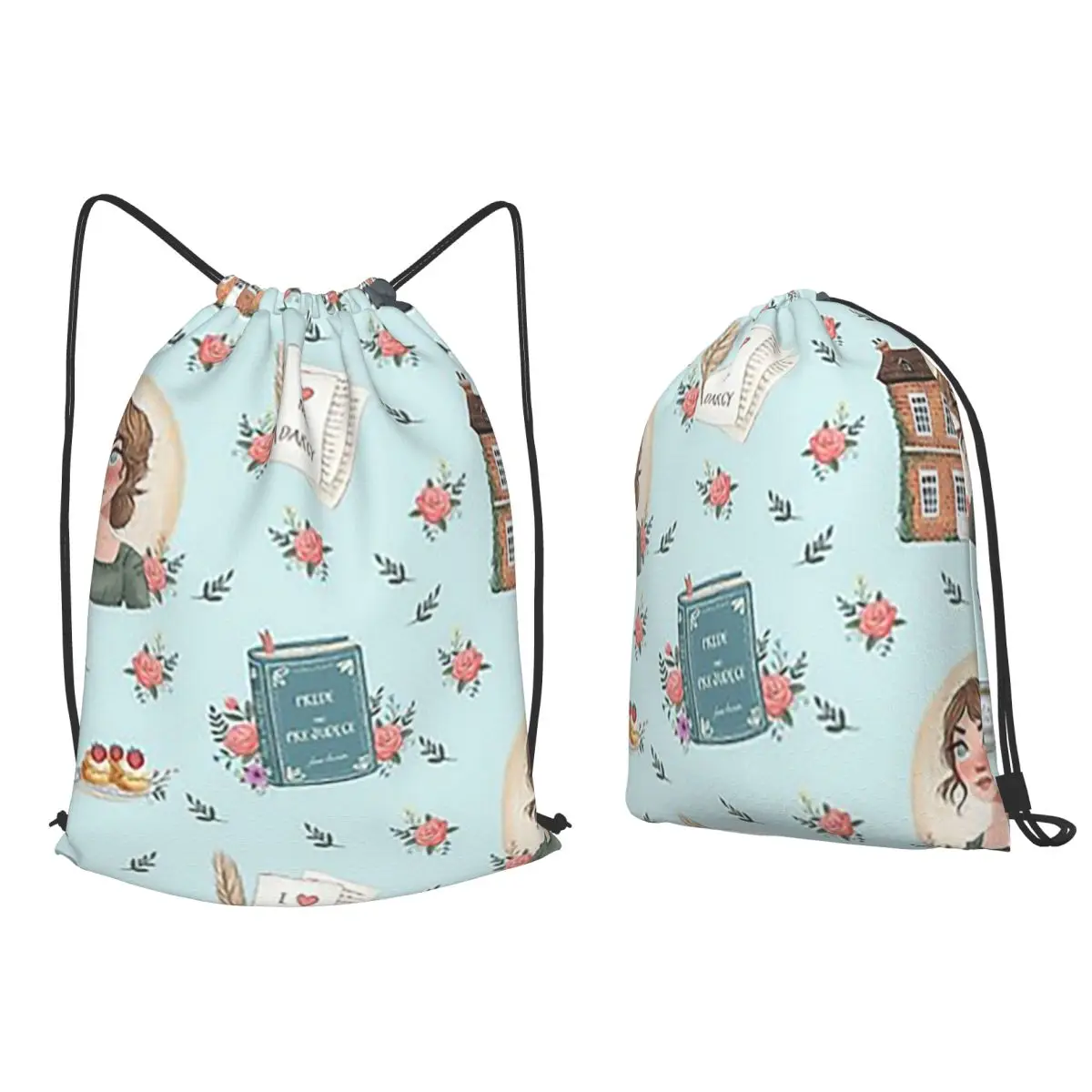 

Pride And Prejudice - Jane Austen Inspiration Backpacks Portable Drawstring Bags Sports Bag Book Bags for Travel School