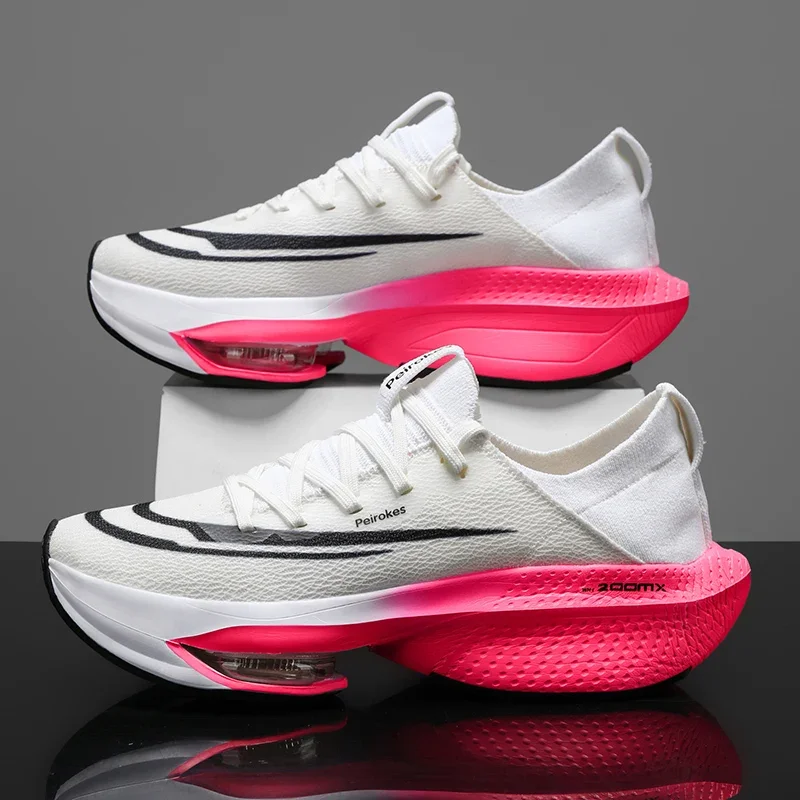 ماراثون وسادة هوائية للرجال أحذية الجري الرياضية تنفس خفيفة الوزن المرأة مريحة رياضية عدم الانزلاق لوحة الكربون أحذية رياضية