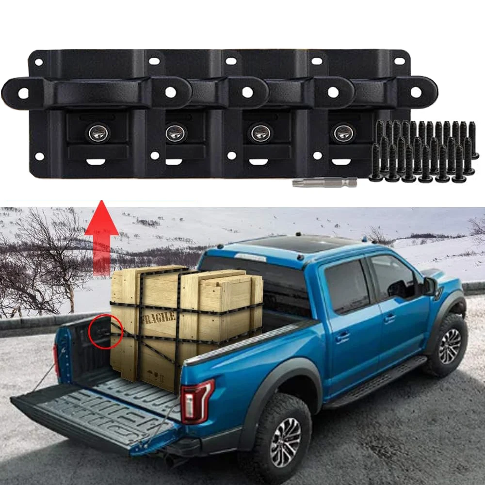 Tie Down Anchors Cleats Bed For 2015-2021 F150 F250 F350 Box Link Tie Downs With Tie Down Plates Brackets