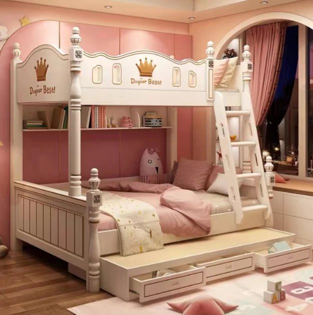 

Modern Multi-Functional Bunk Bed with Revolving Slide Hot Sale Direct Factory Sale Double Bed Storage for Children's Bedroom