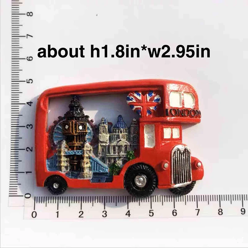 Handmade Crafts 3D England Red Bus London Eye Fridge Magnets British City Souvenir Refrigerator Magnetic Sticker Home Decor Gift