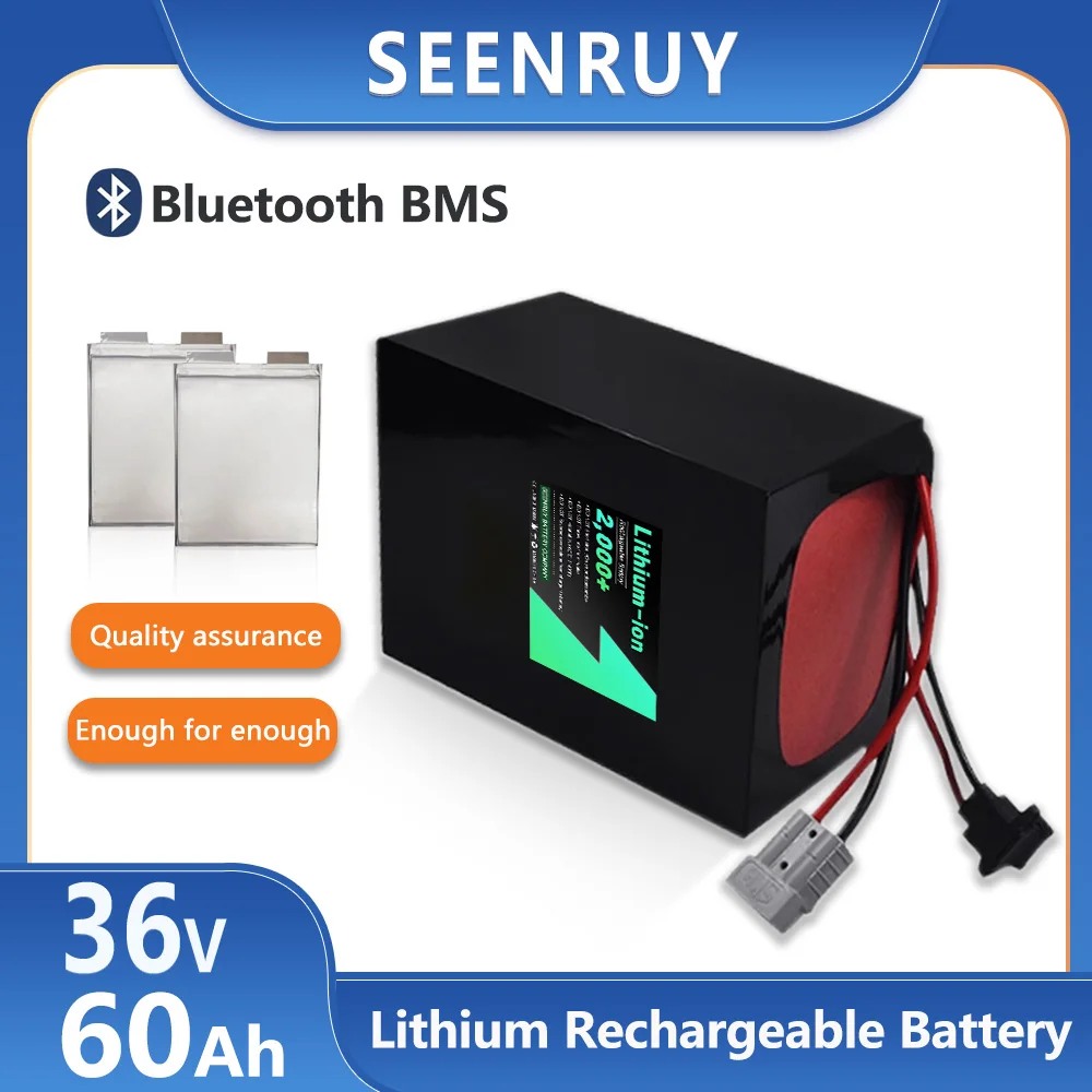 10S 36V 60Ah Lithium Li ion Battery Pack with BMS for Electric tricycle Electric motorcycle golf cart with Charger