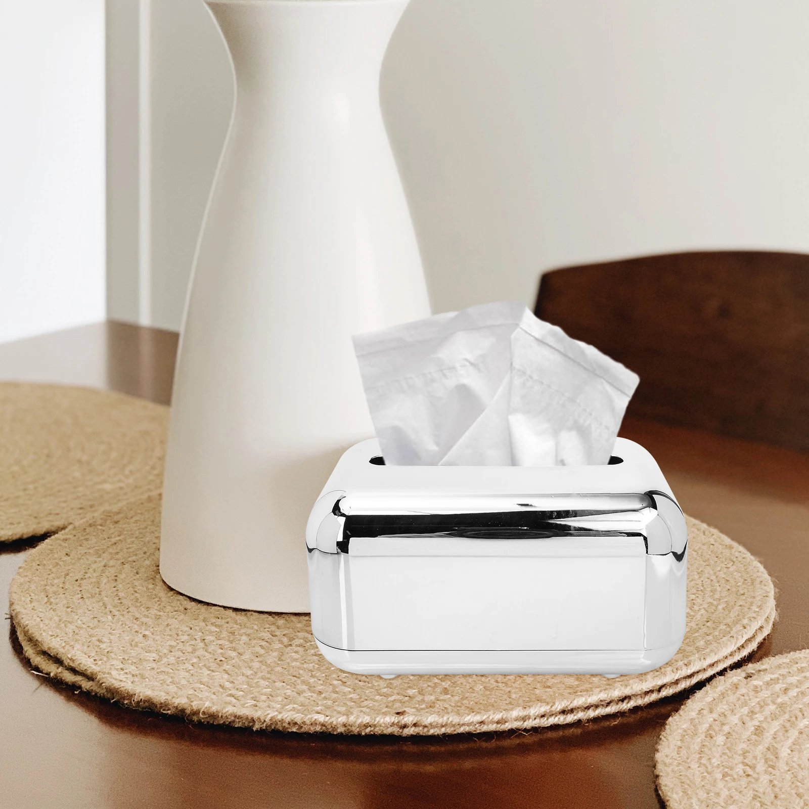 

Stylish Tissue Box Holder ABS Material Lightweight Dust Proof Home Office Use Elegant Design Decorative Container