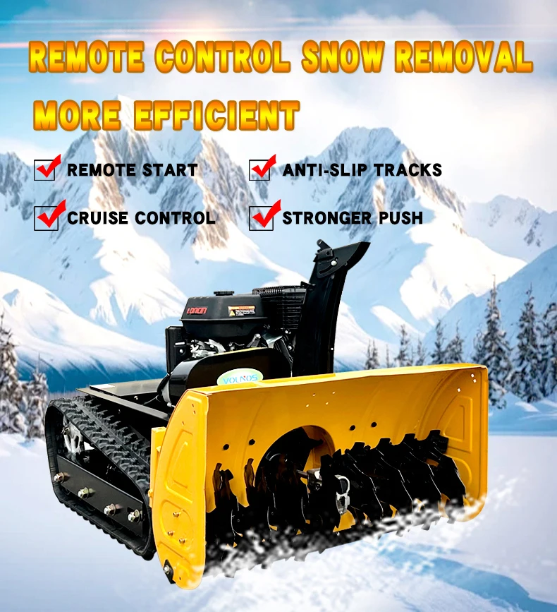 Mini Belt Drive Tracked 13hp 15hp Electric Drive Snow Blower Machine Remote Control
