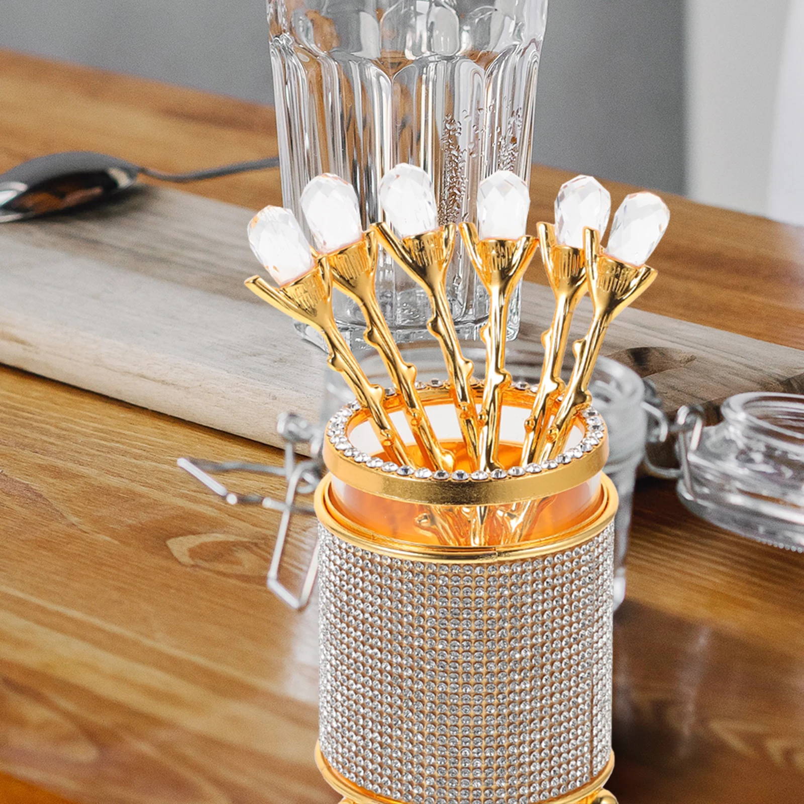 

1 set Set Metal Kitchen Gadgets Dessert Long Handle Ice Cream Household Teaspoon Stirring Coffee Dessert Spoon Set Kitchen Bar