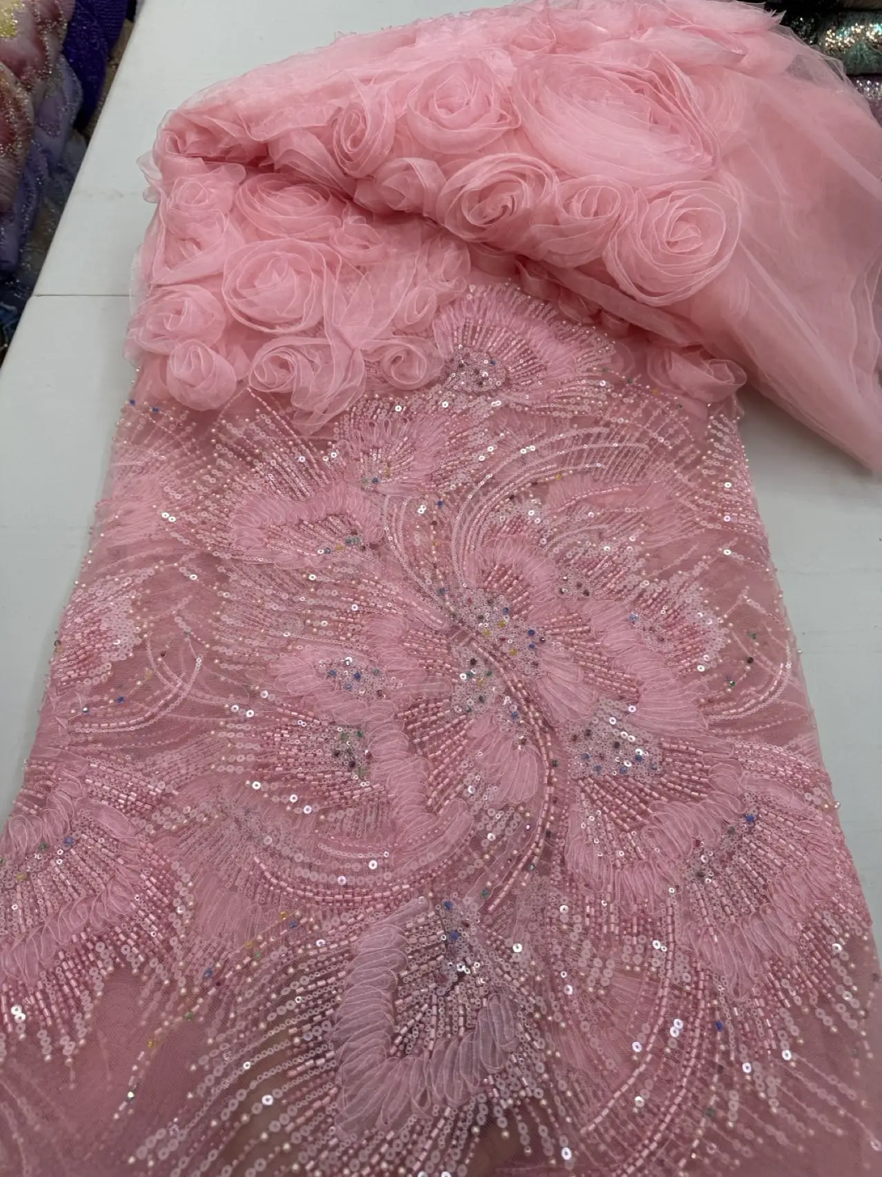 

Африканская нигерийская ткань, блестки, 2026, бусы, каменные платья для выпускного вечера, тюль, кружевная ткань, высокое качество, вышивка, шитье, 5 ярдов, JY500